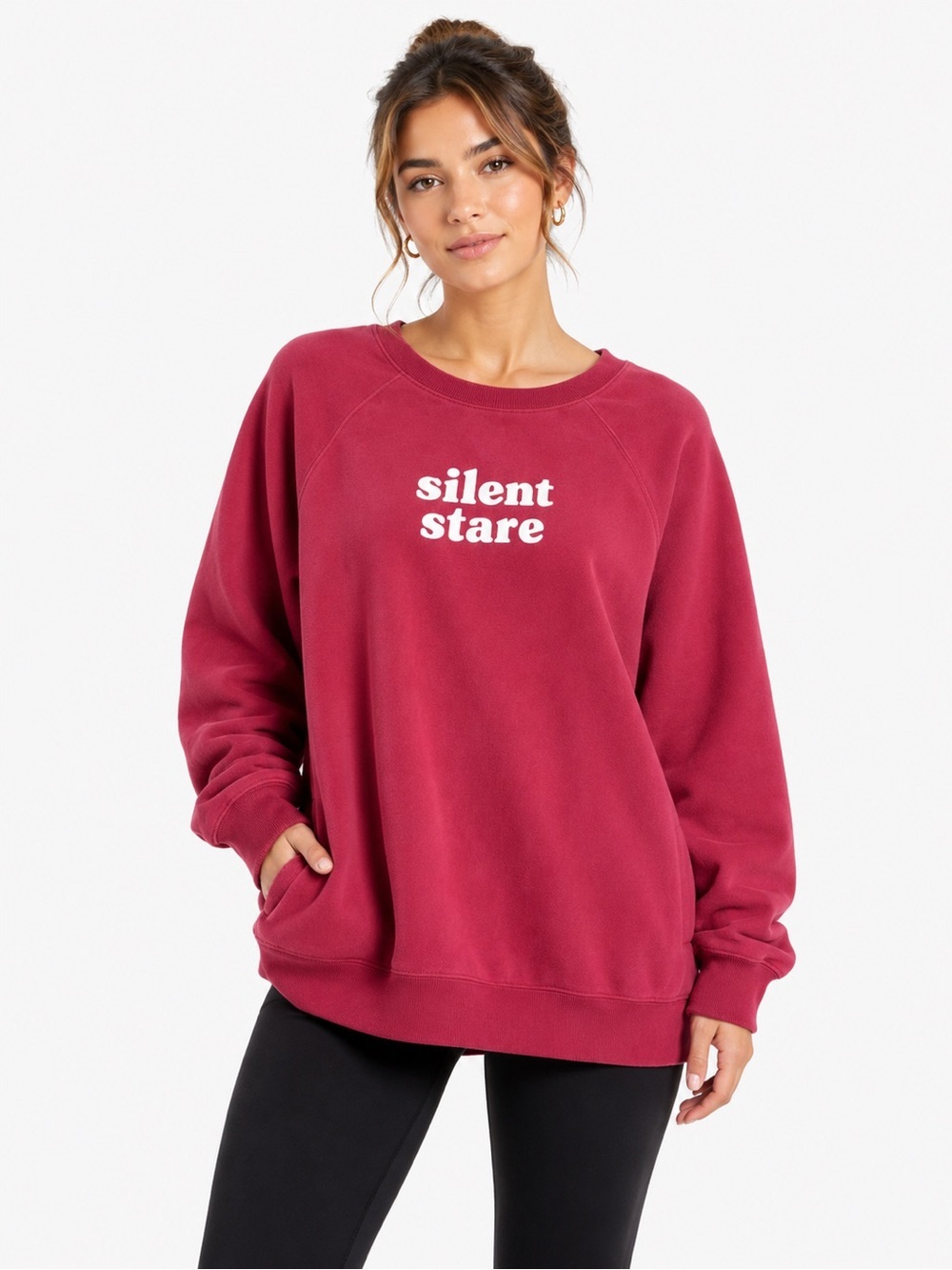 Torrid Size 1 “Silent Stare” Burgundy Red Graphic Pullover Sweatshirt